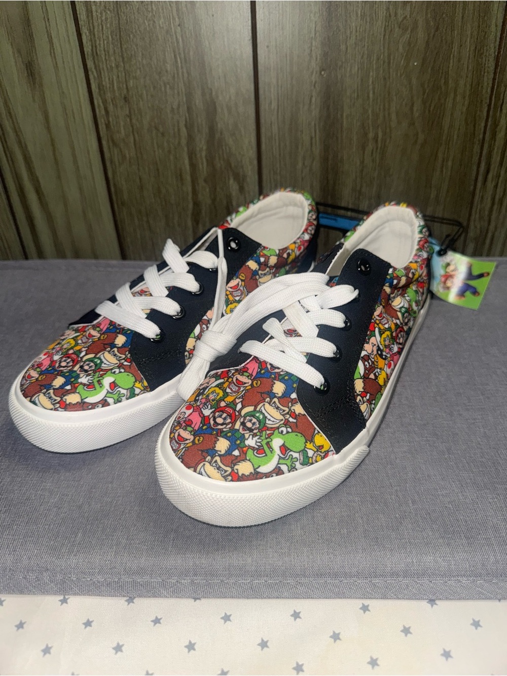 Kids Multicolor Character Print Canvas Sneakers - White Laces Super Mario